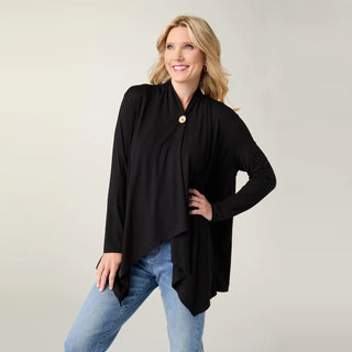 Black Soft Landing Cardigan With Button Closure