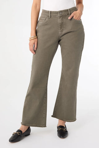 Olive Genesis Baby Bootcut With Frayed Ankle Bottom
