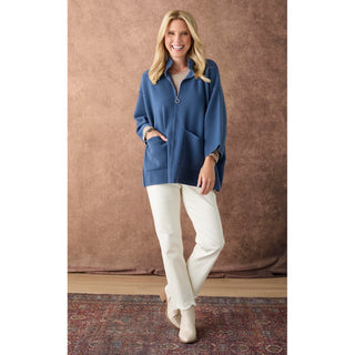 Steller Blue Heavenly-luxe Zip Cardigan With Pockets