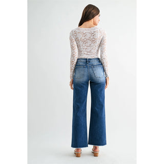 Mica Denim High Rise Pearl Embellishment