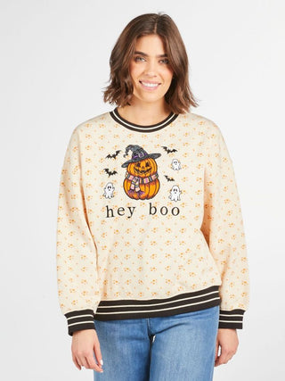 Crew Neck Pumpkin Hey Boo Pullover