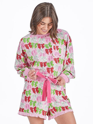 Ruffle Bow Dot PJ Set