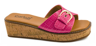 Corkys Reality Pink Patent Croco Wedge