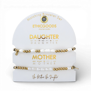 Mother & Daughter Morse Code Gold Matching Bracelet Set