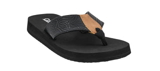 Corkys Summer Break Black Flower Emboss Flip Flop