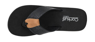 Corkys Summer Break Black Flower Emboss Flip Flop