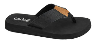 Corkys Summer Break Black Flower Emboss Flip Flop