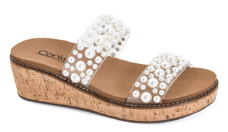 Corkys Yes Please Clear Wedge W/ Pearls