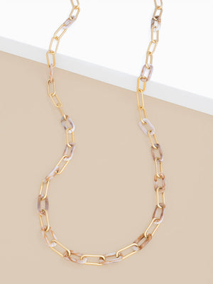 Alternating Marbled Resin Links Long Necklace