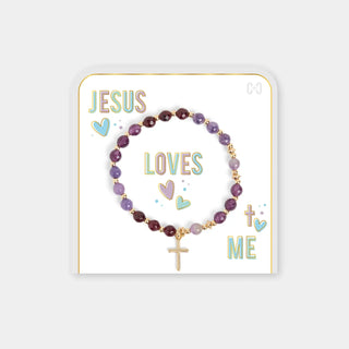 Amethyst Jesus Loves Me Bracelet