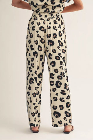 Leopard Print Blue Stripe Pants