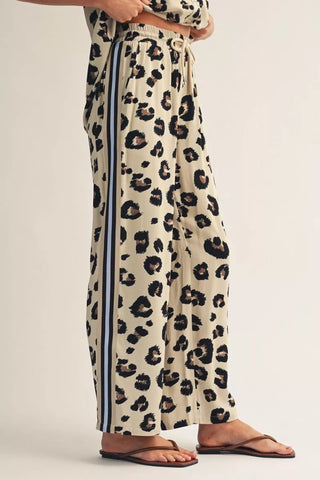 Leopard Print Blue Stripe Pants