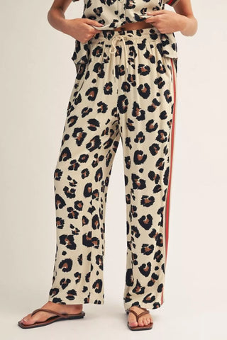 Leopard Print Red Stripe Pants