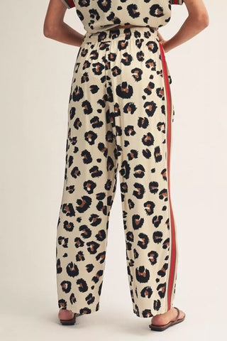 Leopard Print Red Stripe Pants