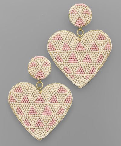 Triangle Pattern Heart Bead Earrings