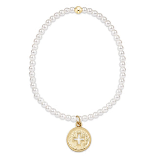 Enewton Classic Pearl 3MM Bracelet Signature Cross Gold Disc
