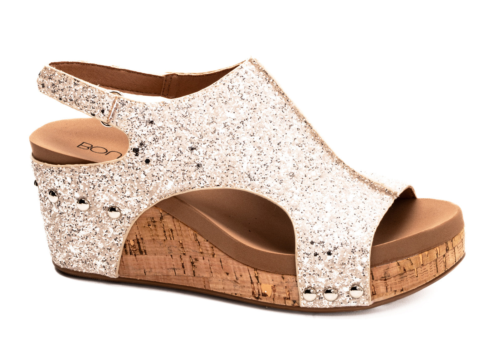 Corky Carley Beige Glitter Wedge