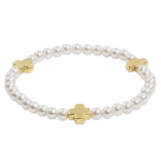 Enewton Singature Cross 4MM Pearl Gold Bracelet