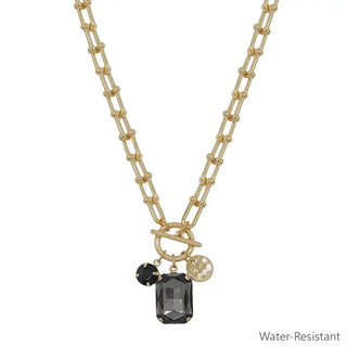 Gold Chain with Black Diamond Crystal Charms