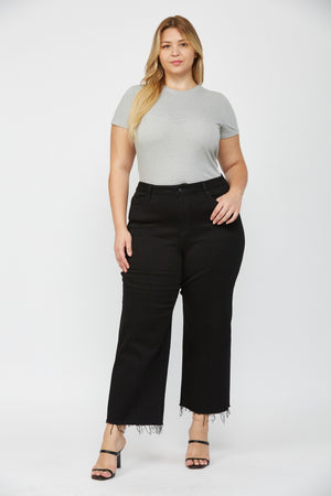 Mica Denim Wide Leg Crop Black Beauty