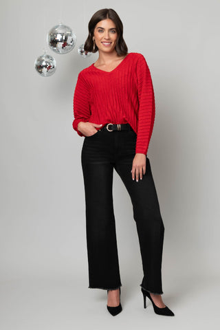 Black Wide Leg Fray Hem Jean