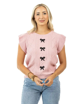 Ruffle Sleeve Bow Knitted Sweater