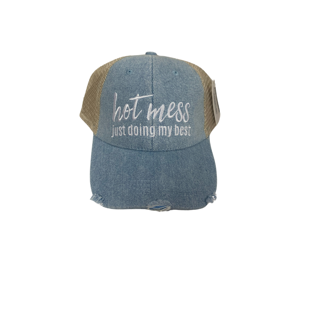 Hot Mess Denim Trucker Hat