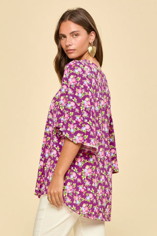 Dear Scarlett Cali Purple Floral Top