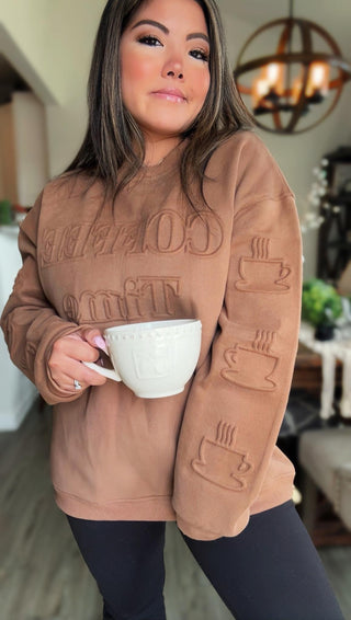 Coffee Time Embossed Sweatshirt