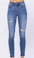 Judy Blue Mid-Rise Embroidered Pocket Skinny Jean