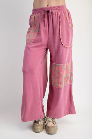 Boho Red Print Mineral Wash Pant