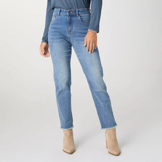 Everstretch Straight Ankle With Raw Bottom-Medium Denim