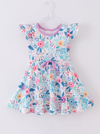 Girls Floral Ruffle Dress