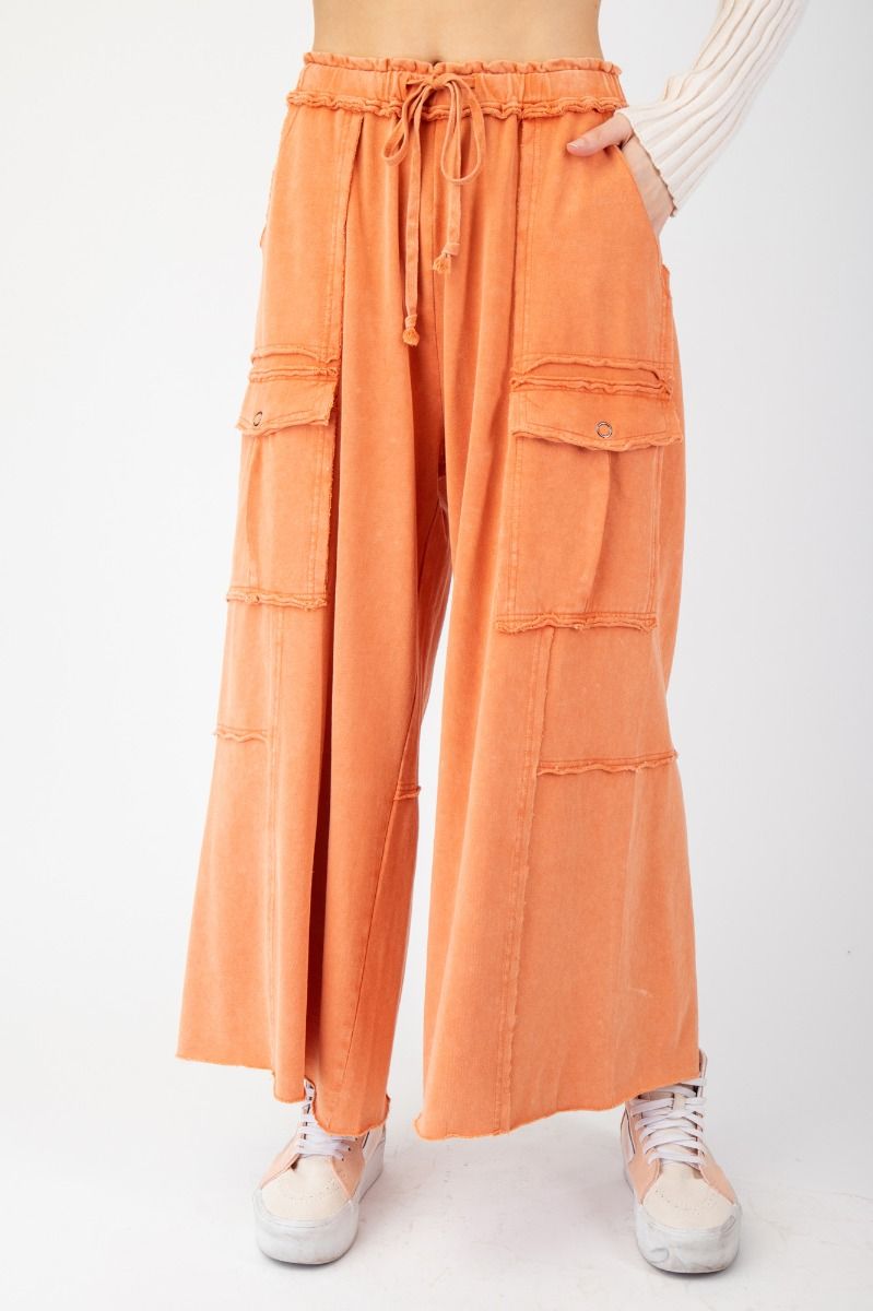 Faded Rust Mineral Wash Cargo Pants