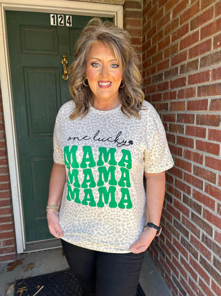 One Lucky Mama Leopard Tee