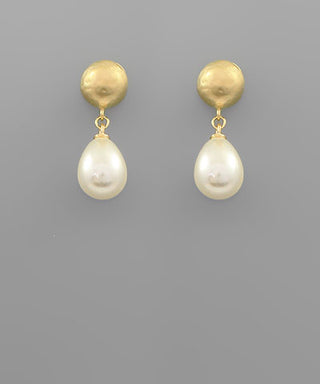 Oval Pearl Dangle Earrings