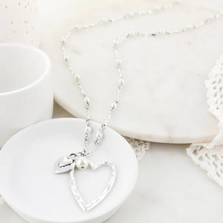 35" Heart & Pearl Necklace