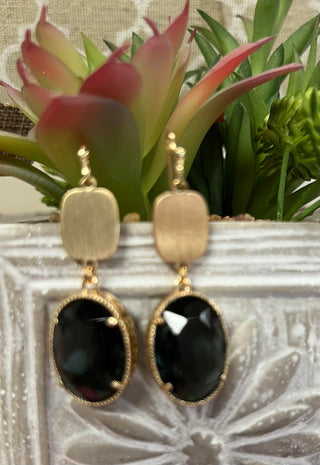 Olive Oval Glass Drop Earrings