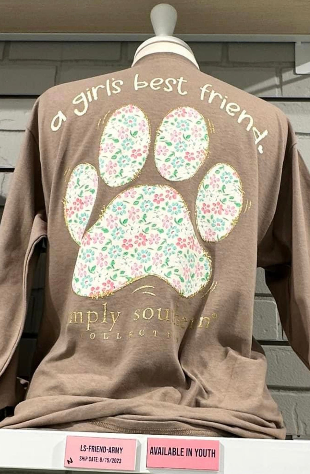 Simply Southern LS Army Girls Best Friend Paw Tee