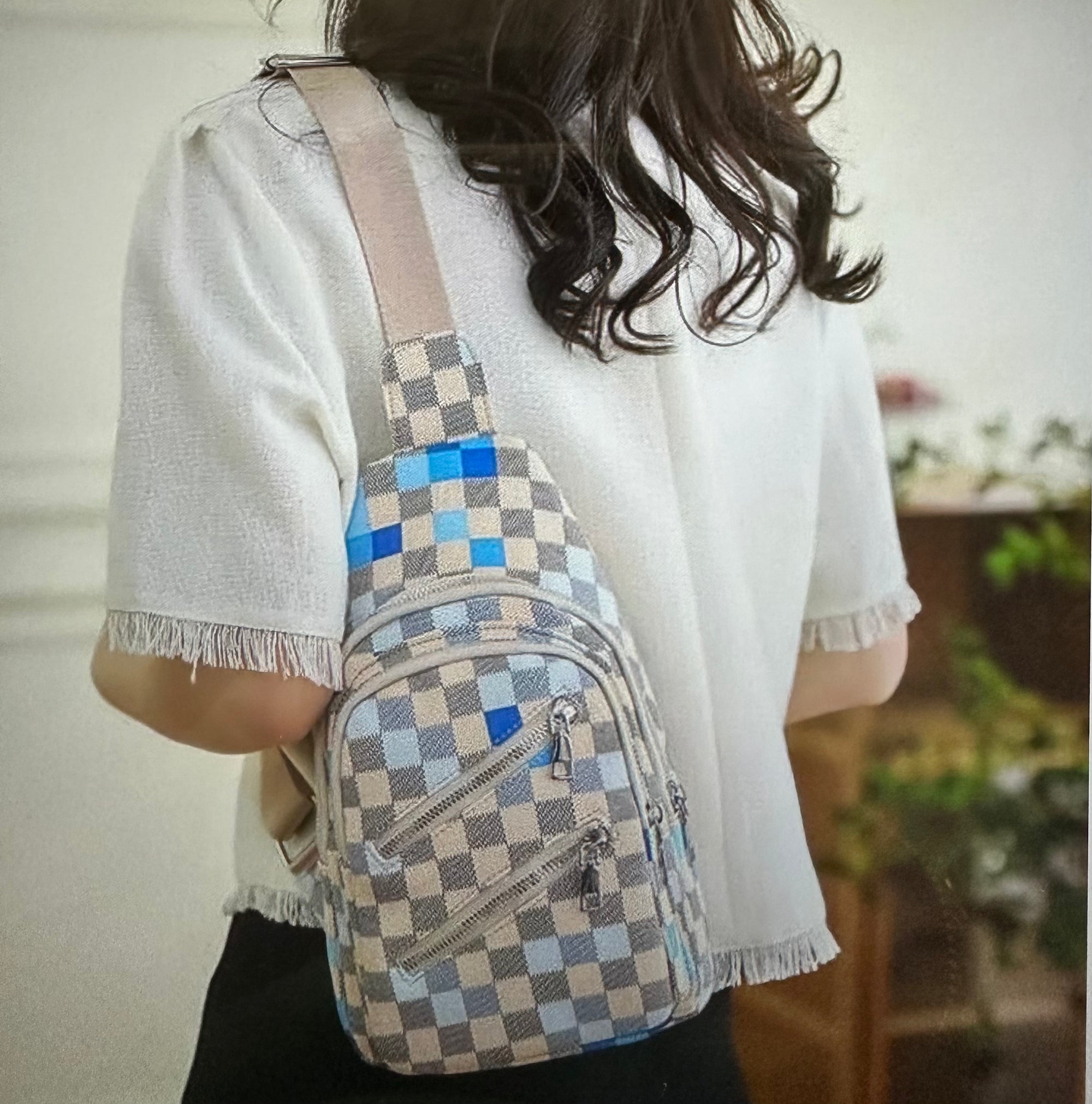 Checkered Splash Sling Bag