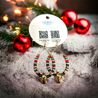 Red & Green Snowman Teardrop Earring