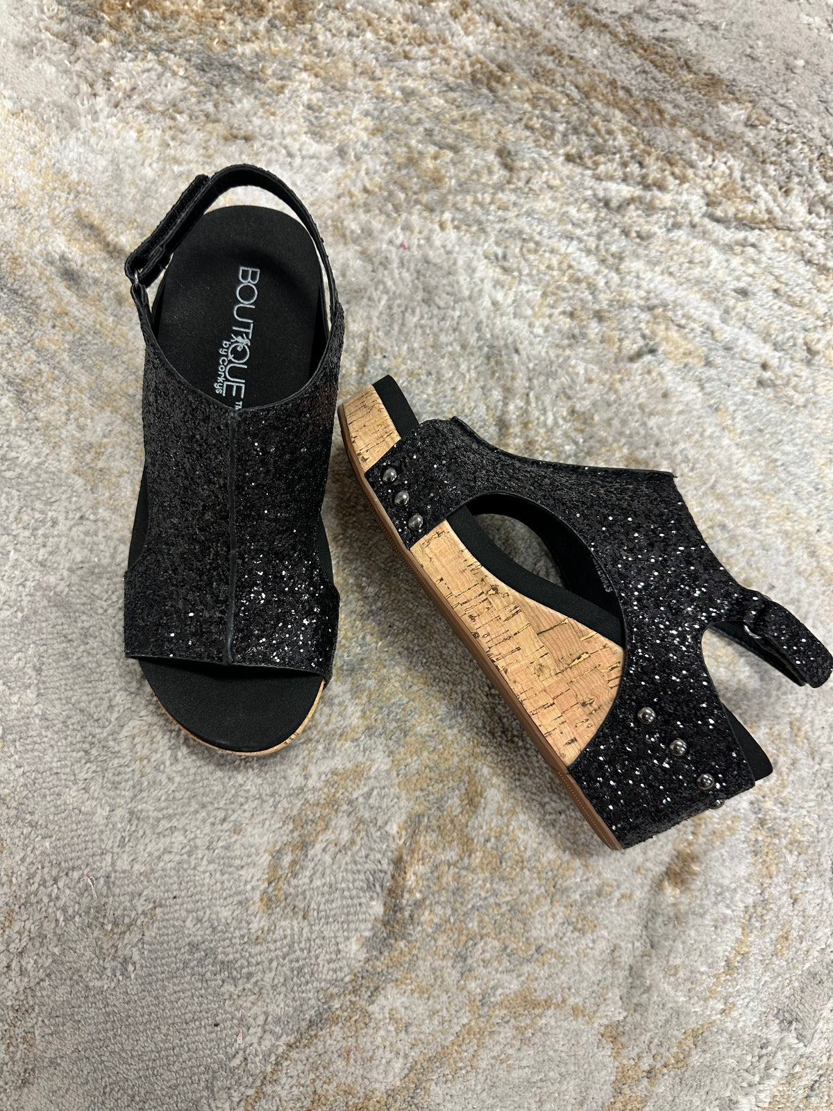 Black glitter sales wedges