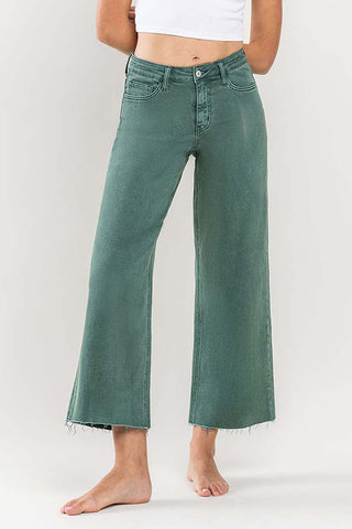 Vervet Jeans Mallard Green HR Crop Wide Leg