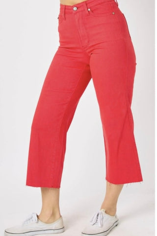 Judy Blue HW Wide Leg Jean Red