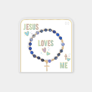 Lapis Blue Jesus Loves Me Bracelet