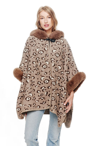 Leopard Hoodie Cape - One Size