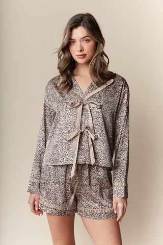 Leopard Print Satin PJ Set