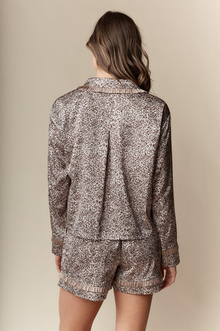 Leopard Print Satin PJ Set