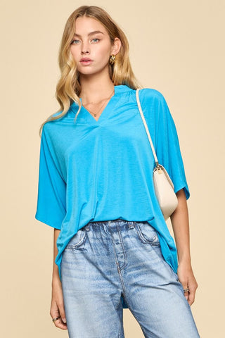 Dear Scarlett Lizzy Solid Breeze Slit Sleeve Top