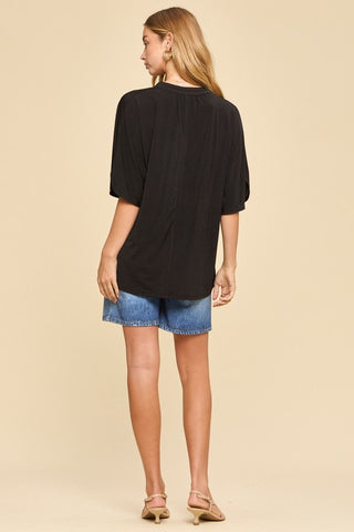 Dear Scarlett Lizzy Solid Breeze Slit Sleeve Top
